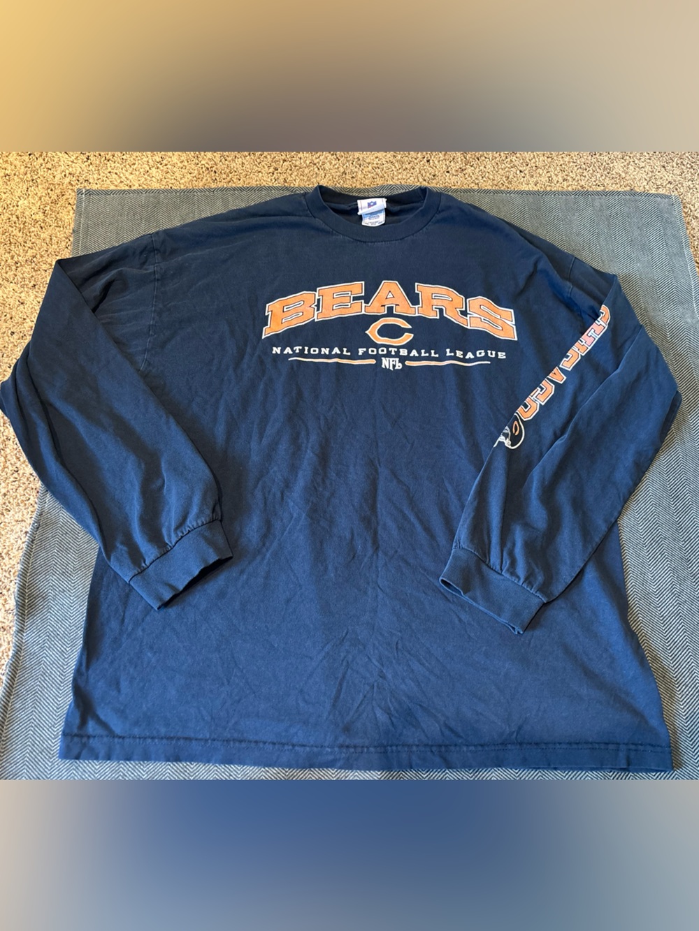 NFL Chicago Bears Navy Long Sleeve Tee with Orange Logo